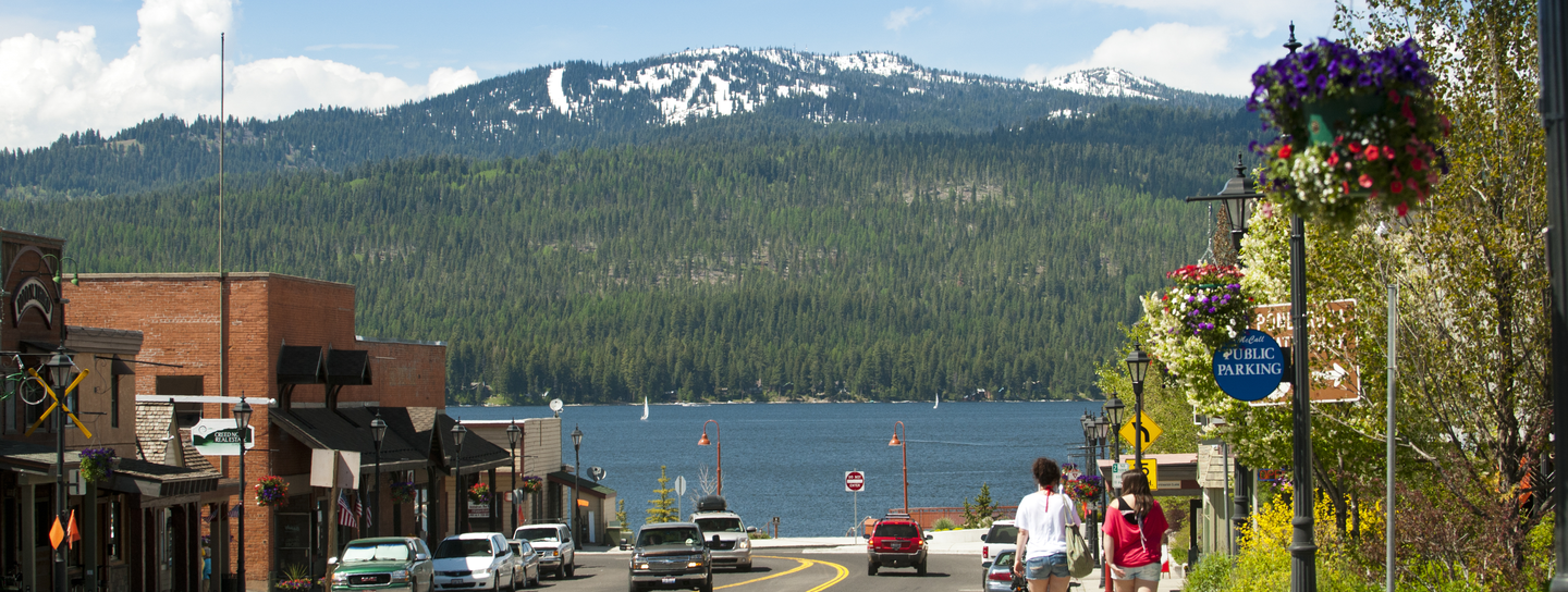 View of the lake and mountains in McCall.