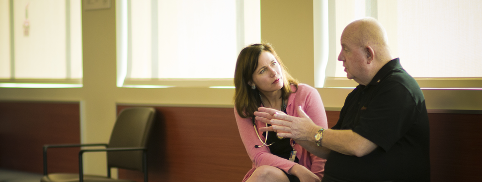 Dr. Shalz talks with a patient at St. Luke's Heart Rehabilitation Center Merdian, Idaho