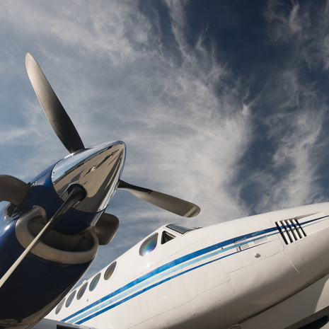 close-up photo of Air St. Luke’s medical transport fixed-wing airplane