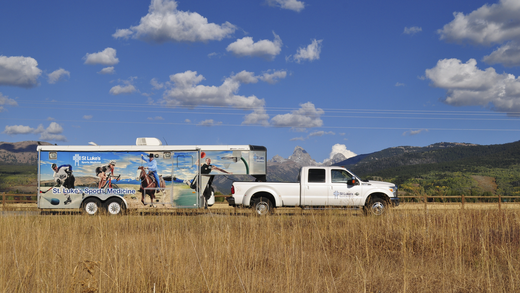 St. Luke's medical trailer drives through rural Idaho.