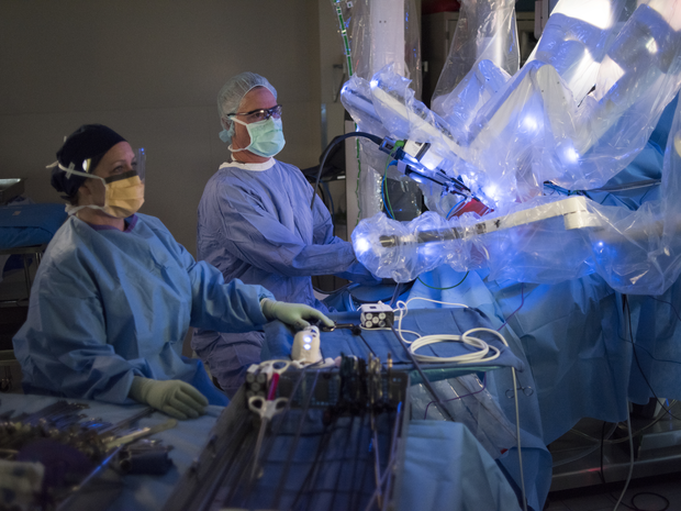 robotic surgery procedure in operating room
