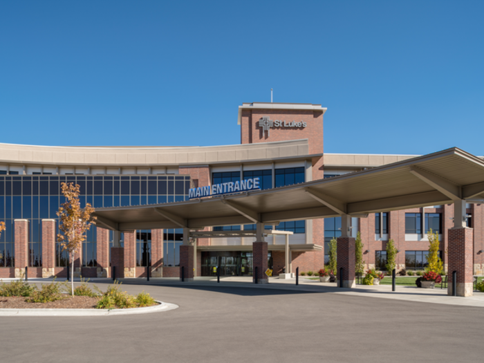 Main entrance to St. Luke's Nampa Medical Center where St. Luke's Patient Financial Services is located.