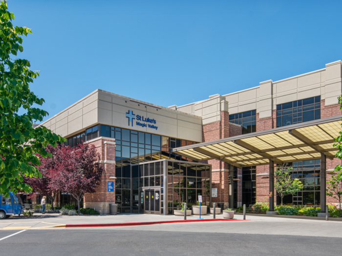 Entrance to St. Luke's Magic Valley Medical Center where the medication locker is located.