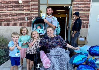 Family leaving the hospital.