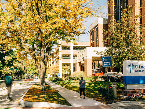 Pedestrians strolling on an autumn day