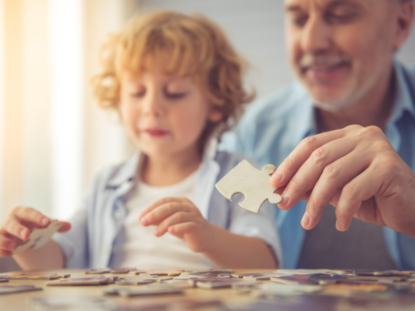  Fun helping with a jigsaw puzzle.