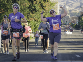 Two women running the FitOne half marathon