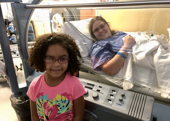 Woman in hyperbaric chamber. 