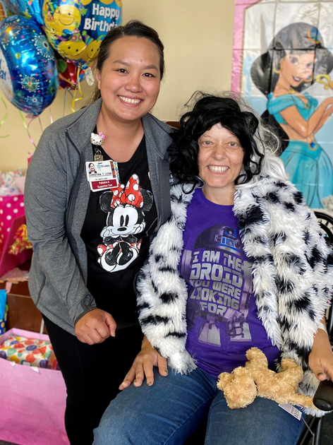  Two women smiling at camera