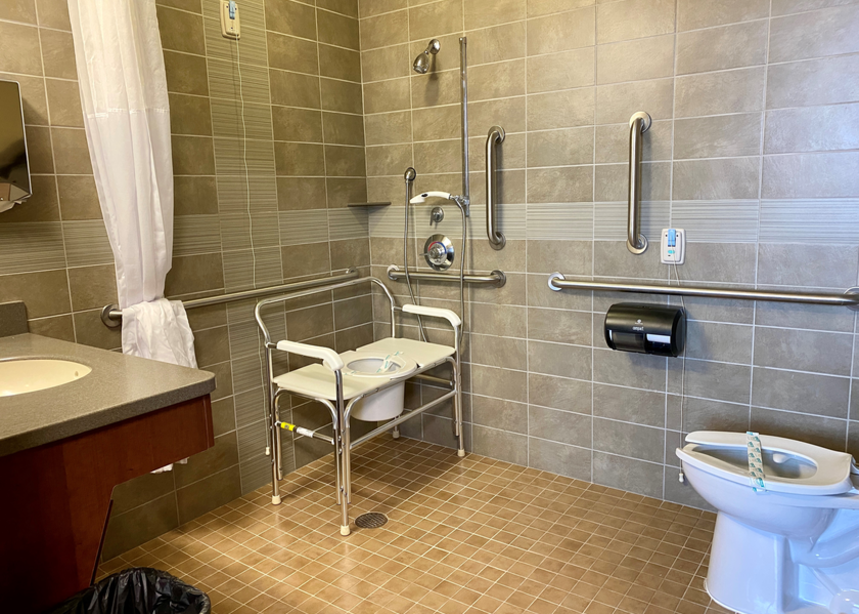 View of patient bathroom at Gwen Neilsen Anderson Rehabilitation Center