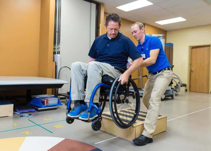 Wheelchair training at Gwen Neilsen Anderson Rehabilitation Center