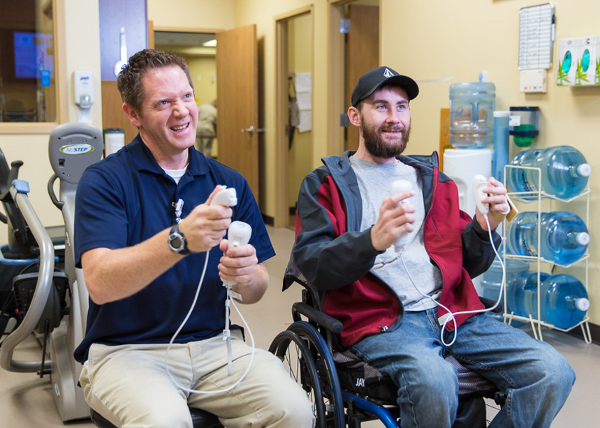 Patient and therapist using Wii therapy at Gwen Neilsen Anderson Rehabilitation Center