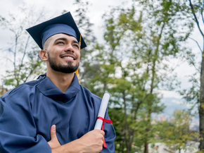 Young man celebrating his graduation