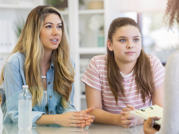 mother and daughter at school counseling session