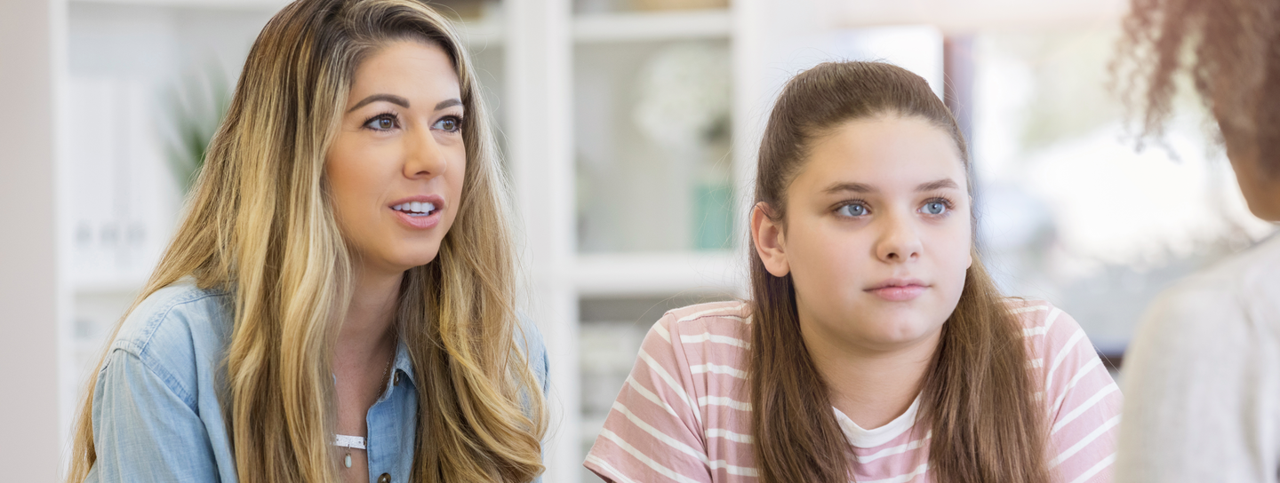 mother and daughter at school counseling session