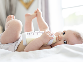 Baby drinking from a bottle