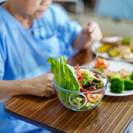 Patient eating a healthy lunch