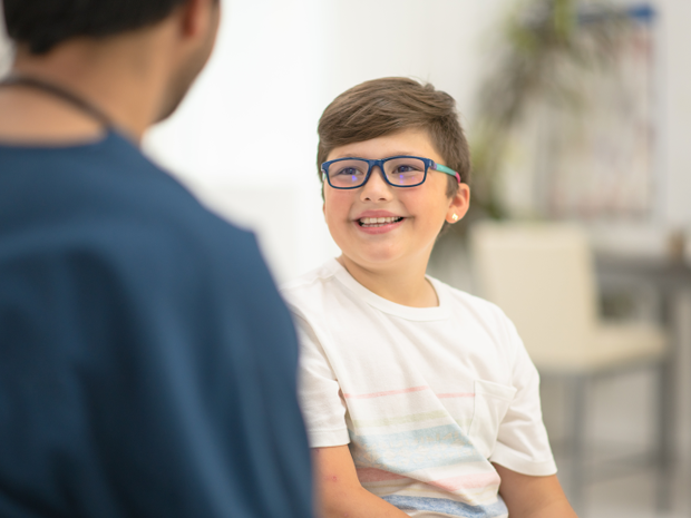 Young patient talking with provider