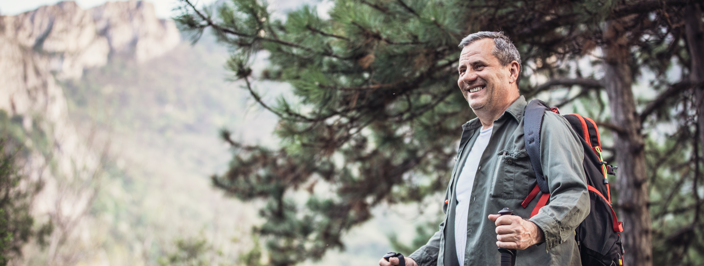 older man hiking