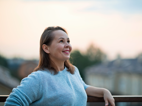 woman looking toward the future