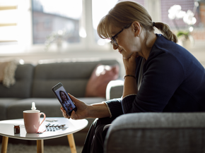 Woman on phone with provider