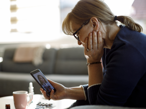 Senior woman on video call with a health care provider
