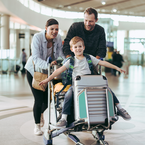 family in the airport