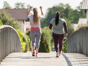 two women fitness walking
