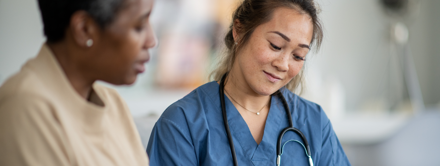 Provider smiles while sharing results with patient.