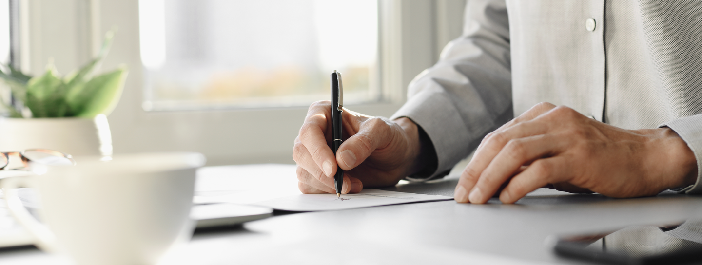 Writing in a notebook