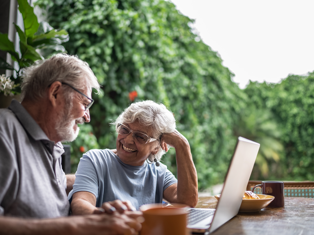 Couple having coffee together. 