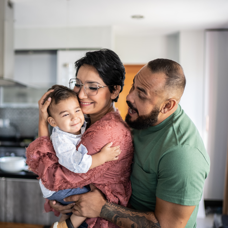 Family together at home