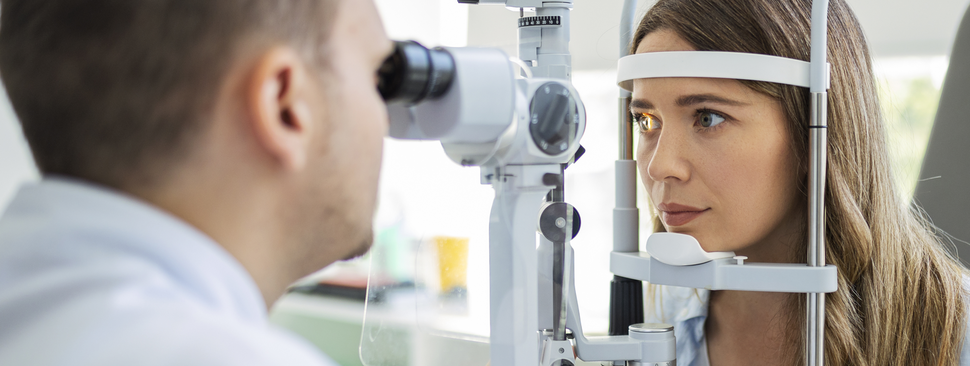 Eye exam in ophthalmology clinic