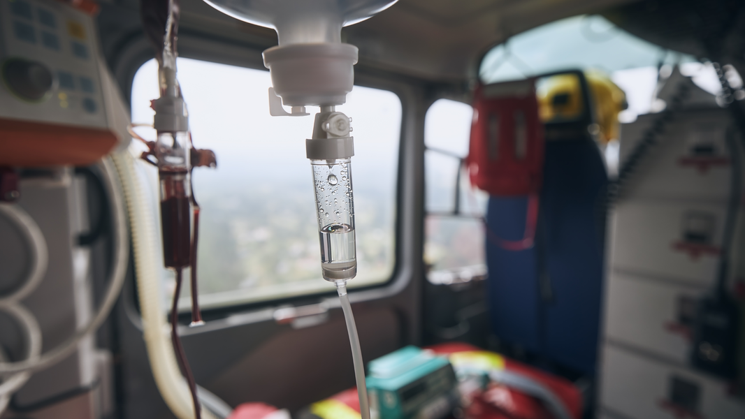 Inside of the Air St. Luke's helicopter in flight