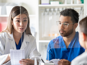 Young pharmacists working together
