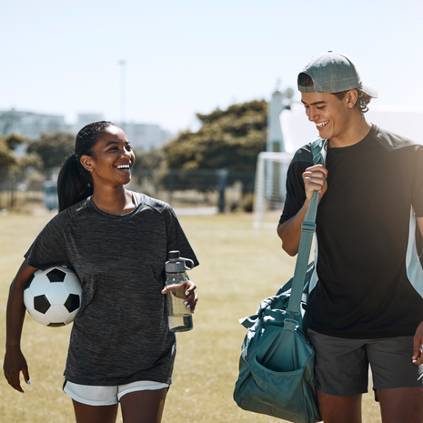 Athletes leaving practice