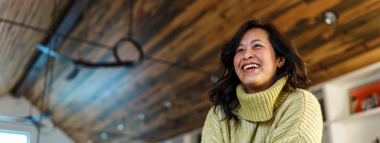 Woman feeling happy
