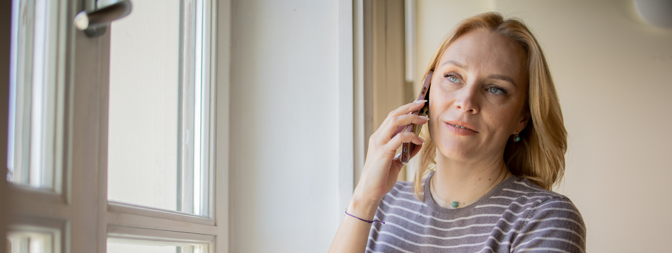 Mature woman on the phone