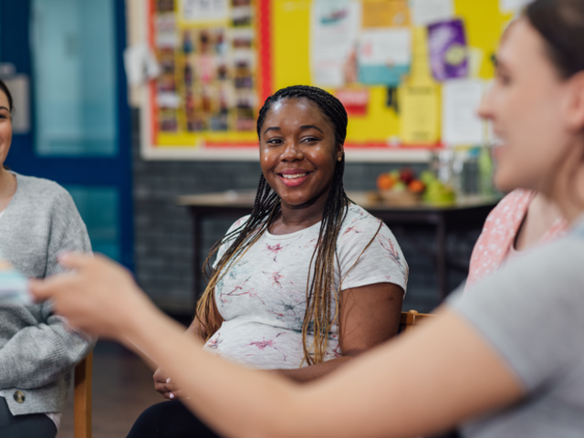 Pregnant women in class