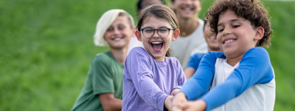Kids playing tug of war