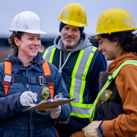 A small group of constructions workers