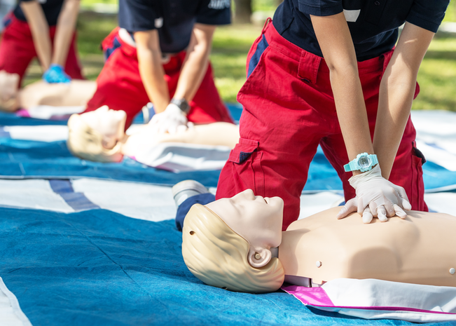 CPR training on a mannequin.