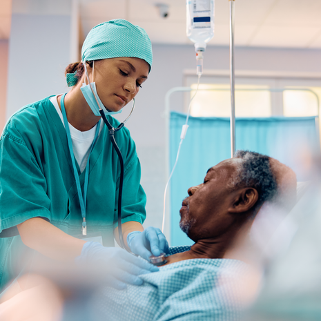 Nurse assisting patient post opperation