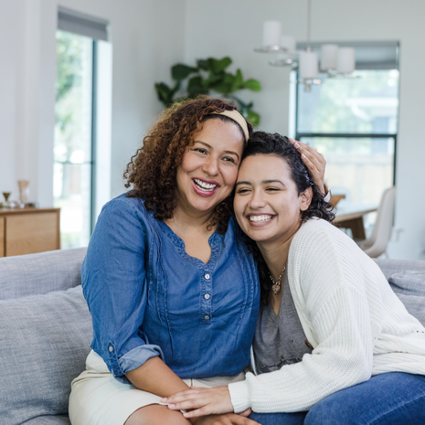 mother and daughter hugging