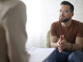 Counseling session with provider and young man