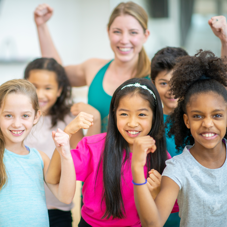 Group of kids exercising