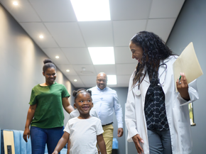 Young girl with medical team