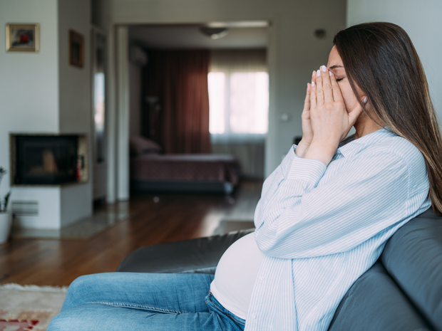 concerned pregnant woman