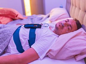 Man being tested for sleep apnea