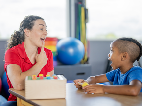 Young boy in speech therapy